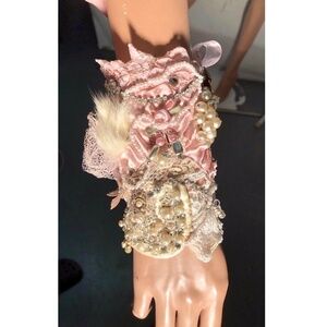 Kat Byrd Romantic Recycled VTG Statement Forearm Cuff~ Shabby Neo-Victorian